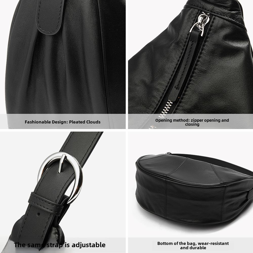 Сумка через плечо Cloud Crescent из натуральной кожи: Модный, повседневный, мягкий, большой объем подмышек