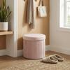 Storage Ottoman Foldable Storage Bench 35 L 38x38x38 Cm Velvet Upholstered Round Storage Trunk Pink