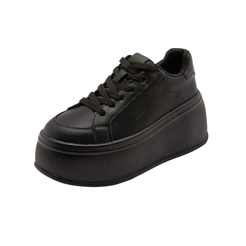 Маленькие белые туфли на толстой подошве, женские весенние новые повседневные спортивные туфли-маффины, женские кеды на шнуровке с небольшой высотой