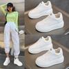 Маленькие белые туфли женские новые женские туфли универсальные туфли дышащая кожа толстая подошва увеличивают рост повседневные кеды женские