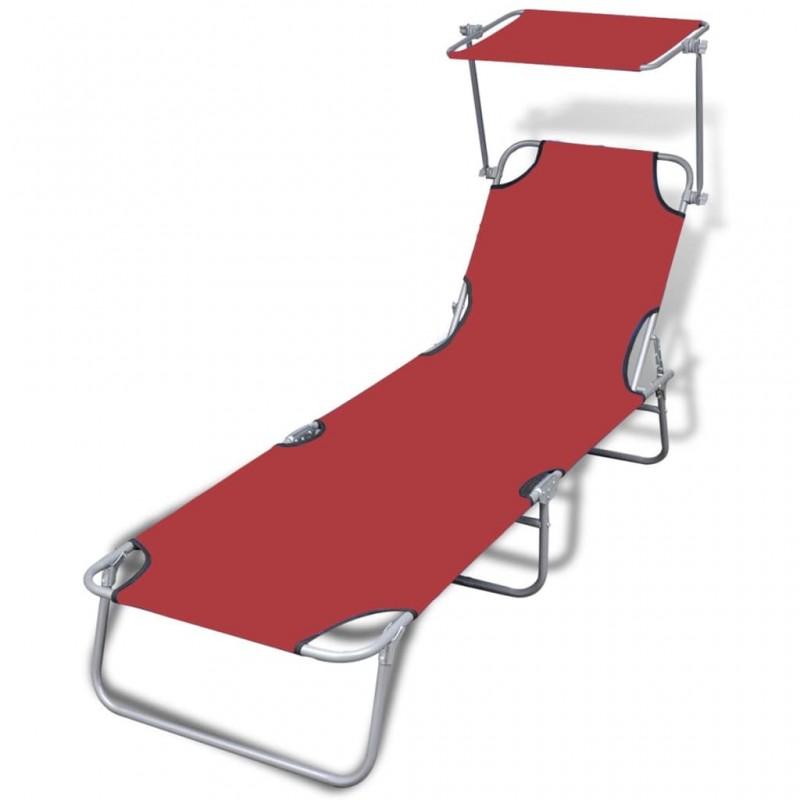 Day and Night - Day and Night Folding Lounger with Steel Hood and Red Fabric