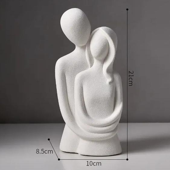 Ceramic Decorative Figurine of a Couple in Love - White 20cm