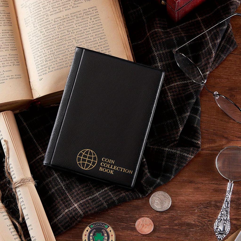 Альбом для коллекции монет из ПВХ на 120 карманов с прозрачными пластиковыми страницами и темно-синей обложкой - Книга-холдер для монет повышенной прочности