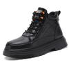Fashion Autumn Winter Men's Boots Thick Sole and High-quality Minimalist Style Fashion Street Height Increasing High Top Leather Shoes