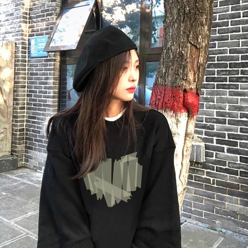 Women Thick Velvet Round Neck Hoodie for Autumn Winter New Ladies Loose  Long Sleeved Oversize Shoulder Down Sweatshirt Top