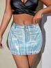 Rose Beauty A New Y2K Vintage Metallic Silver Seat Detail Denim Mini Skirt Hottie Summer Outfit