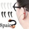 8 Pairs Silicone Anti-Slip Ear Hooks for Glasses-Comfortable Elastic Ear Grips,Secure Frame Support Sleeves - Suitable for Sports & Outdoor Activities