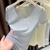 Hot Girl Mesh Short Sleeved T-shirt for Women In Summer High-end Ice Silk Shoulder See Through Top Sheer Top