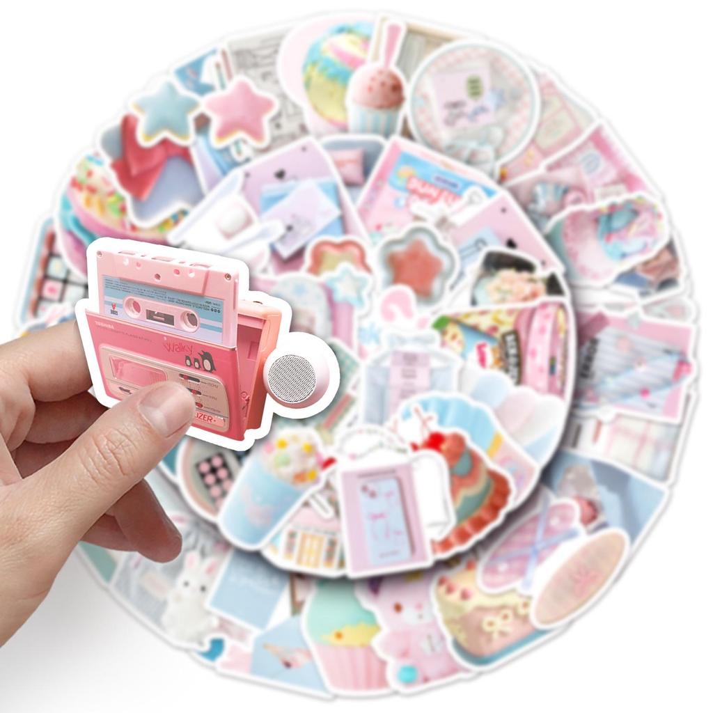 Korean Style Graffiti Stickers: 52 Blue & Pink Sheets for Phone Case & Notebook Décor