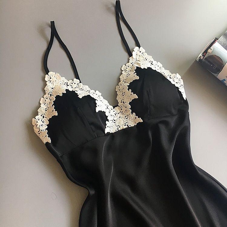 Летняя женская ночная рубашка: Сексуальная короткая пижама с подтяжками и нагрудником