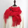 Women Scarf Shawl Soft Thickened Solid Color Winter Warm Tassels Fashion Accessories