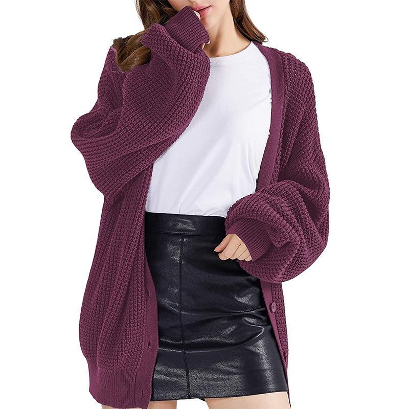 Fashion Autumn and Winter New Women's Knit Sweater Sweater Single-breasted Loose Sweater Cardigan Jacket