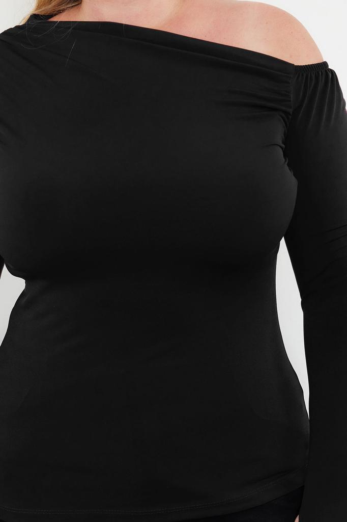 Women's Plus Size Blouse Black Sandy Knitted Plus Size Blouse