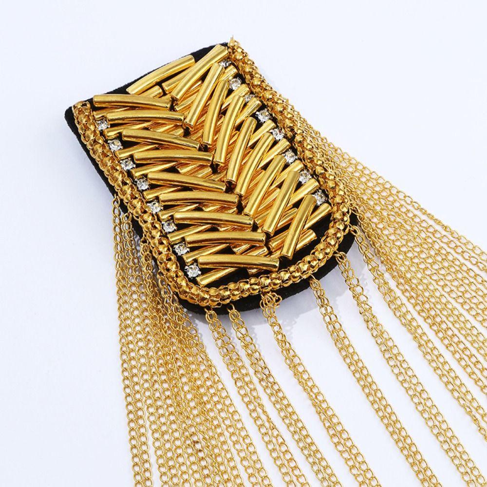 Breastpin Club Tassel Chain Epaulette Cool Jacket Vintage Brooch Stage Performance
