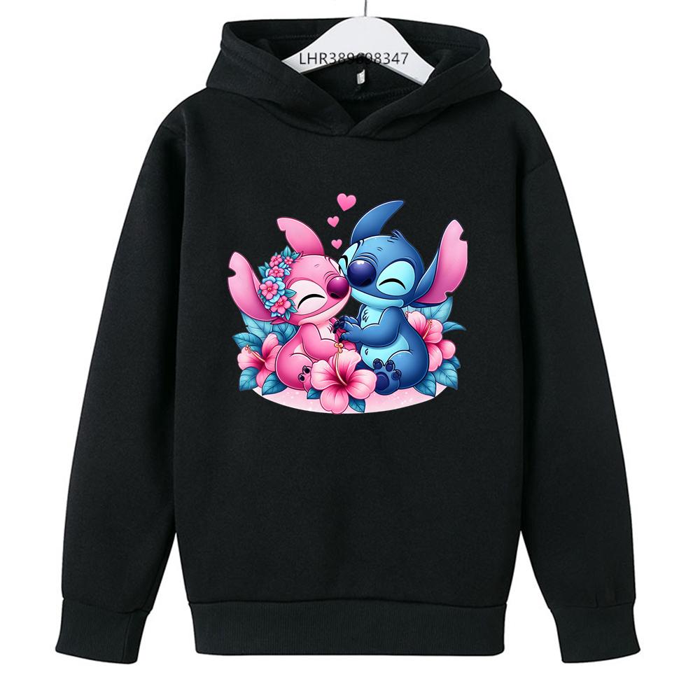 Детские худи с принтом Стич топы 3-12 лет Мальчик Девочки Пальто Повседневный Малыш Толстовка белый розовый ребенок Весна Осень