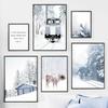 Зимний снежный лес Пинета крупный рогатый скот пейзаж настенная живопись на холсте для декора гостиной постеры на скандинавскую тему и принты настенные панно