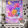 Wall Hanging Tapestry With Custom Name & Text, Care Bears Decorative Tapestry For Bedroom