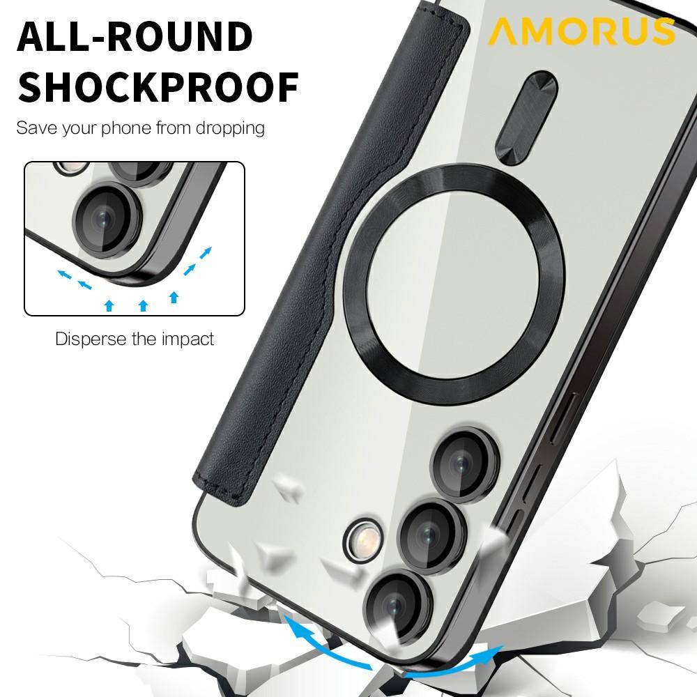 Чехол для Samsung Galaxy S24 FE, совместимый с MagSafe, держатель для карт с RFID-защитой, кожаная накладка на телефон