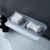 Bathroom Suction Double Grid Drain Wall Mounted Soap Dishes Hanging Shelf Soap Holder Storage Rack
