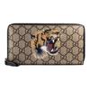 Печать Голова Тигра Винтажный Логотип Холст и Кожа Длинный Кошелек на Молнии Мужской кошелек Эбеновое Черное 451273-K5Z1N-8666