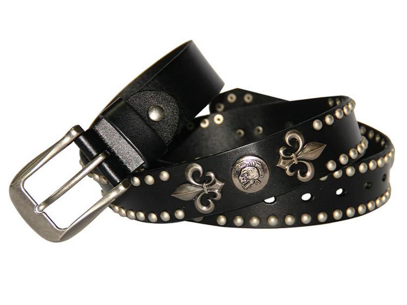Мужской панк-стиль, ремень из натуральной коровьей кожи с заклепками-черепами