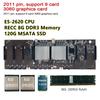Материнская плата для майнинга Btc X79 с двумя процессорами, DDR3, 8 слотов PCI-E X16, процессор E5-2620, память Recc DDR3 8 ГБ, MSATA SSD 120 ГБ для видеокарты 3060