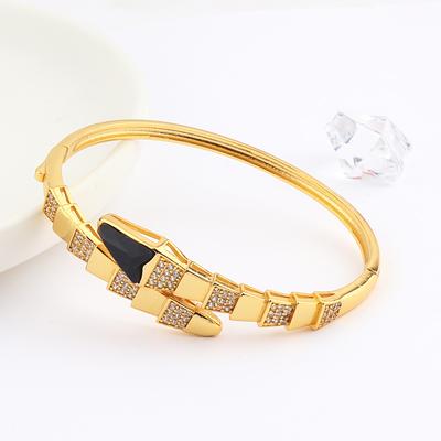 Высококачественный готический браслет в виде змеи золотого цвета для женщин, модный панк-стиль, черная эмаль, медный циркон, изящные украшения для вечеринки, подарок