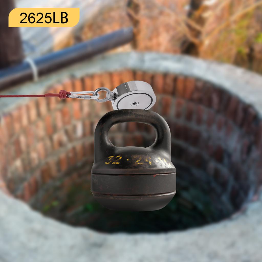 Двусторонний рыболовный магнитный набор с веревкой, перчатками и крюком-кошкой, 1190 кг сила отрыва, полный набор для поиска металла