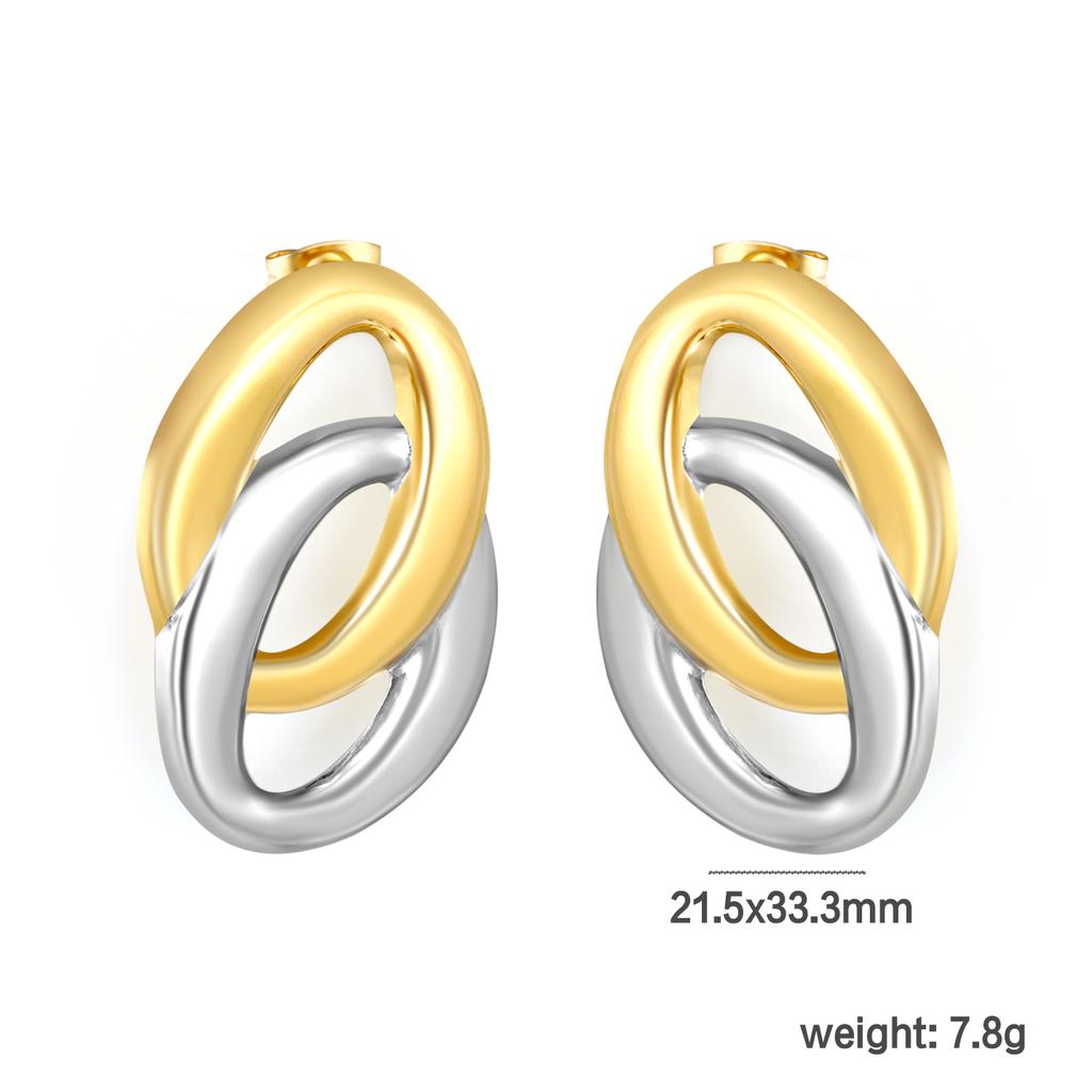 Women's Niche Stainless Steel Two-tone Earrings, Vreative Jewelry, High-end INS Style New Uique Design, Waterproof Gift Jewelry