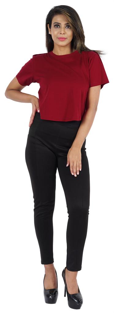 Inkmeso Short Sleeve Casual Cropped Tee For Womens Solid Crew Neck Crop Top