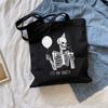 Холщовая сумка в готическом стиле с черепом и буквенным принтом, забавная женская сумка в стиле хип-хоп, повседневная темная сумка-шопер в стиле Харадзюку, сумки на плечо большой вместимости