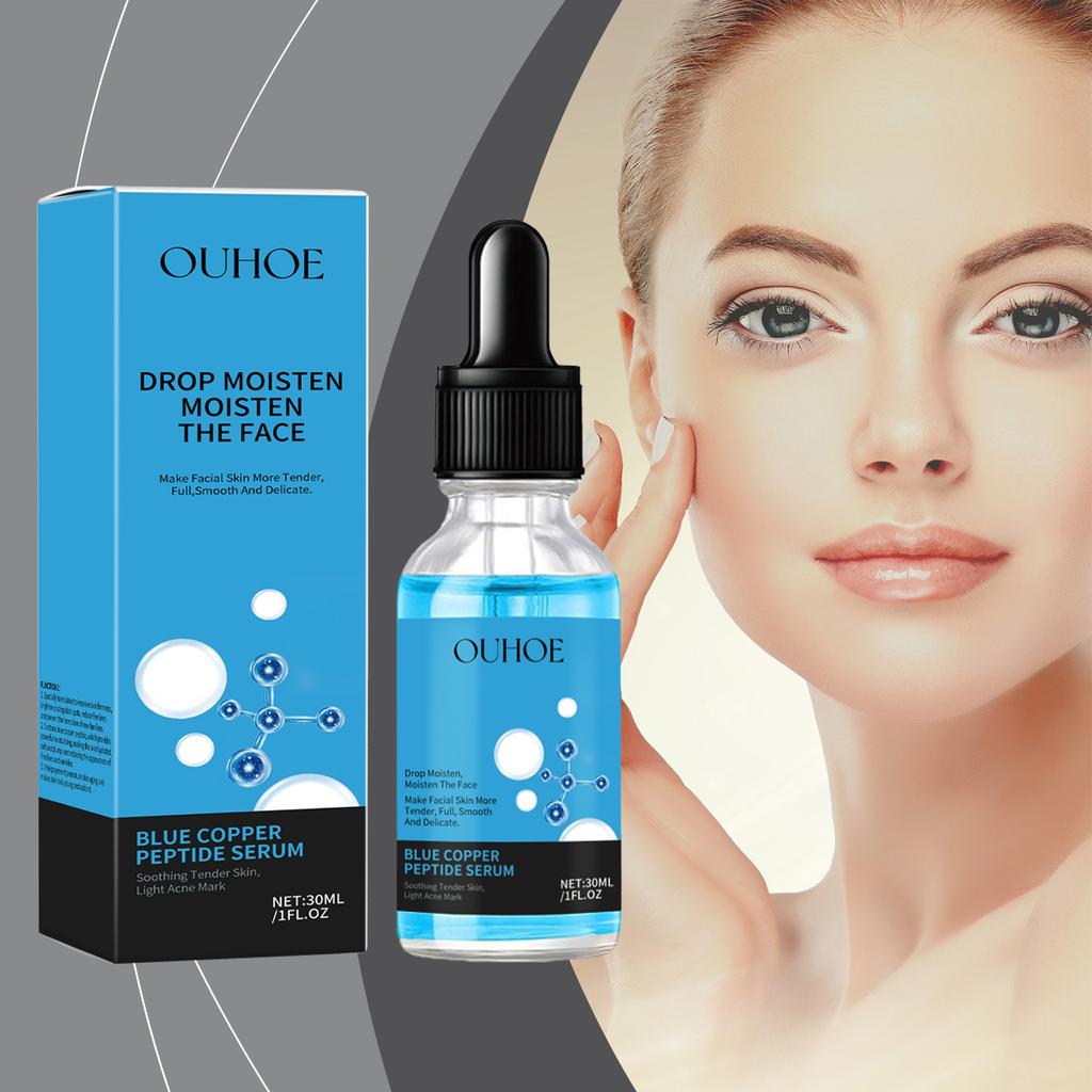 OUHOE Copper Peptide Repair Serum Увлажняющая и увлажняющая сыворотка для лица Смягчающая и увлажняющая синяя медная пептидная сыворотка