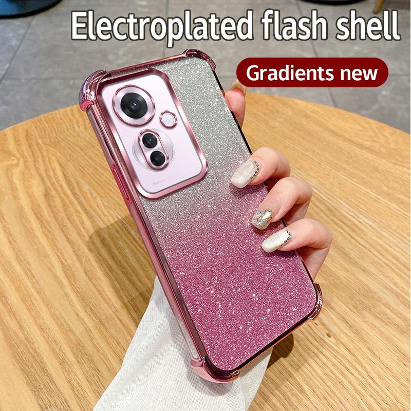 Для Oppo Reno 11F 12F 10 Pro 12FS 8t 7 5 Find X7 Ultra Glitter Plating силиконовый мягкий чехол Reno6lite Four Corner Anti-Shock Cover