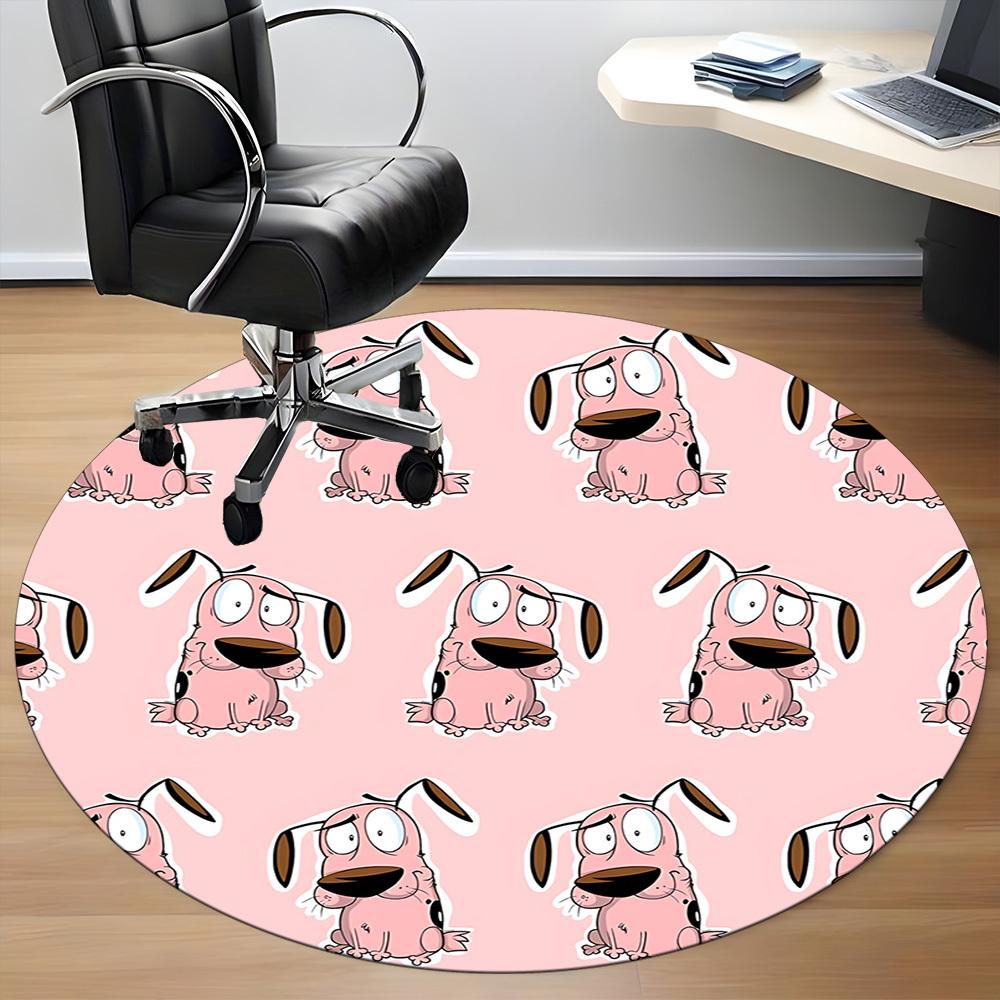 1pc Courage the Cowardly Dog Office Round Area Rug, Under Office Chairs Bedroom Living Room Home Decor, Room Decoa1022223