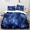 Snowflake Duvet Cover Winter Theme Geometric Pattern Microfiber Blue Floral Quilt Cover for Girl Children Christmas Decorations