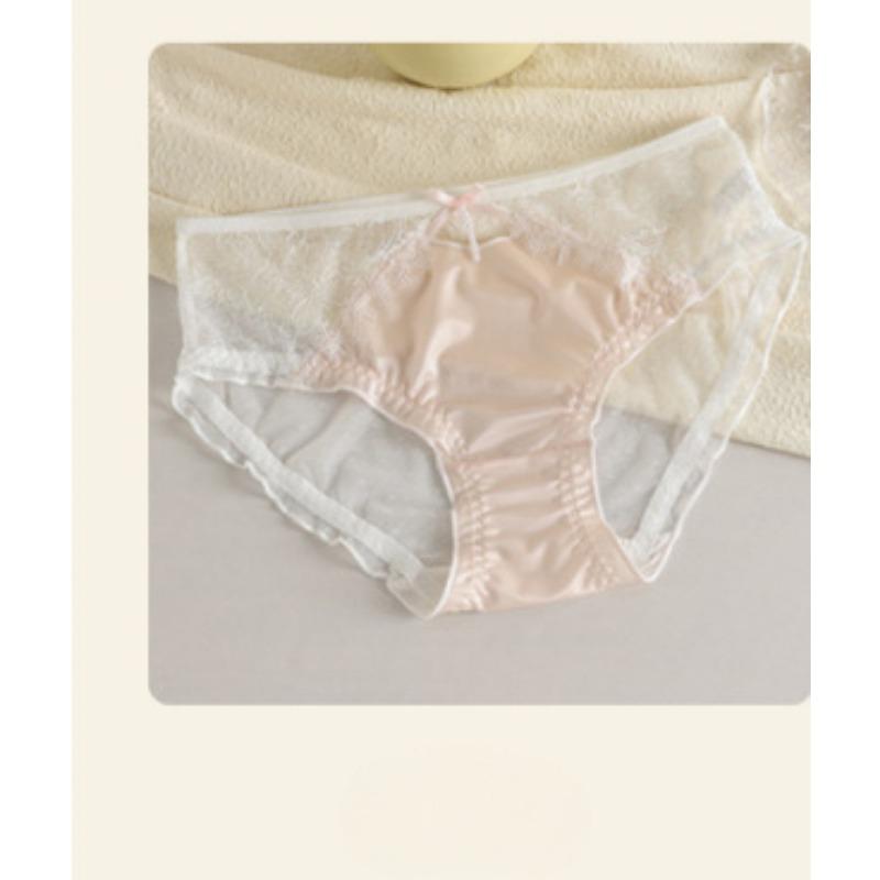Spring Summer Lace Silk Fabric Seamless Low Waist Briefs Thin Design Comfortable Breathable Skin Friendly Women's Underwear Panties