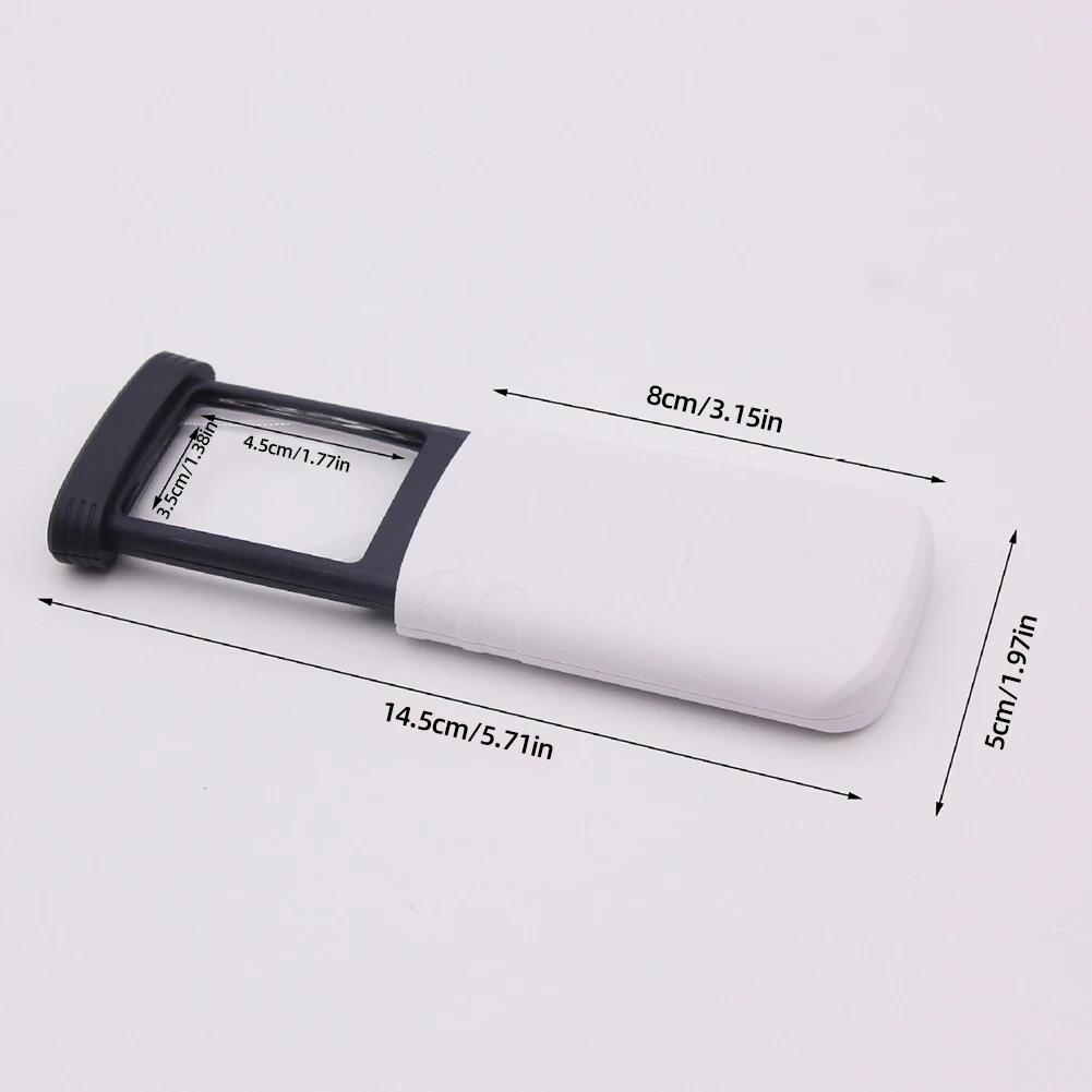 Pull-Out Magnifier Foldable Portable Pocket Loupe Handheld 4x Rectangular with 1 LED Light for Reading Jewelry/Antique Appraisal