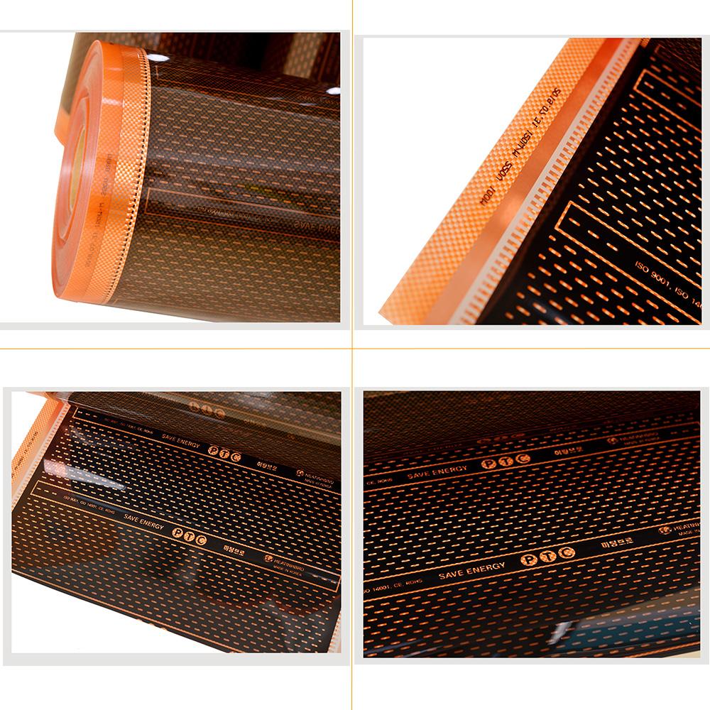 50cm*4m PTC 220w/m2 Infrared Underfloor Heating Film Kits with Thermostat Clips Insulation Pastes AC220V Warm Floor Mat Suits Save Energy