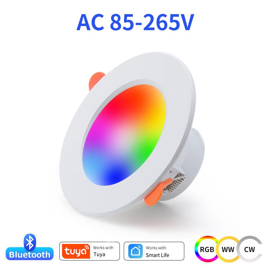 AC 85-265V 220V 10W Умный Bluetooth Даунлайт Диммируемый RGBCW Потолочный Светодиодный Даунлайт Управление через Приложение Smart Life Декор Гостиной