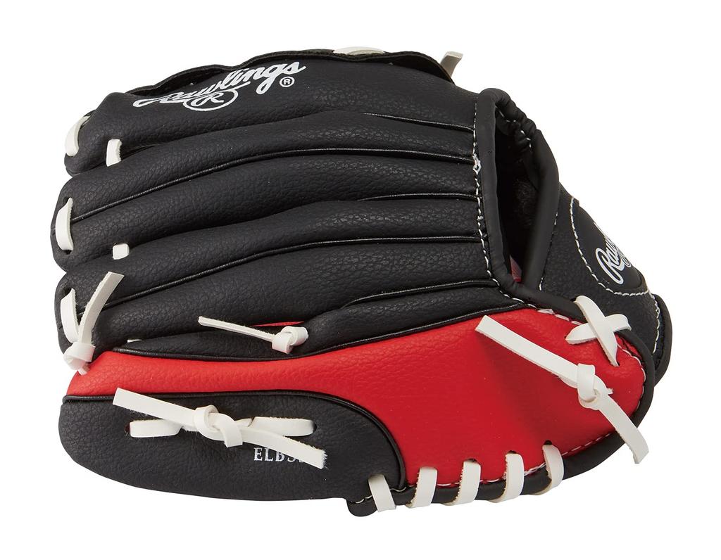 Rawlings Бейсбольная перчатка JPL91 для тренировок детей (9-дюймовый / Малыш) Мяч, для правши, Алый/Черный