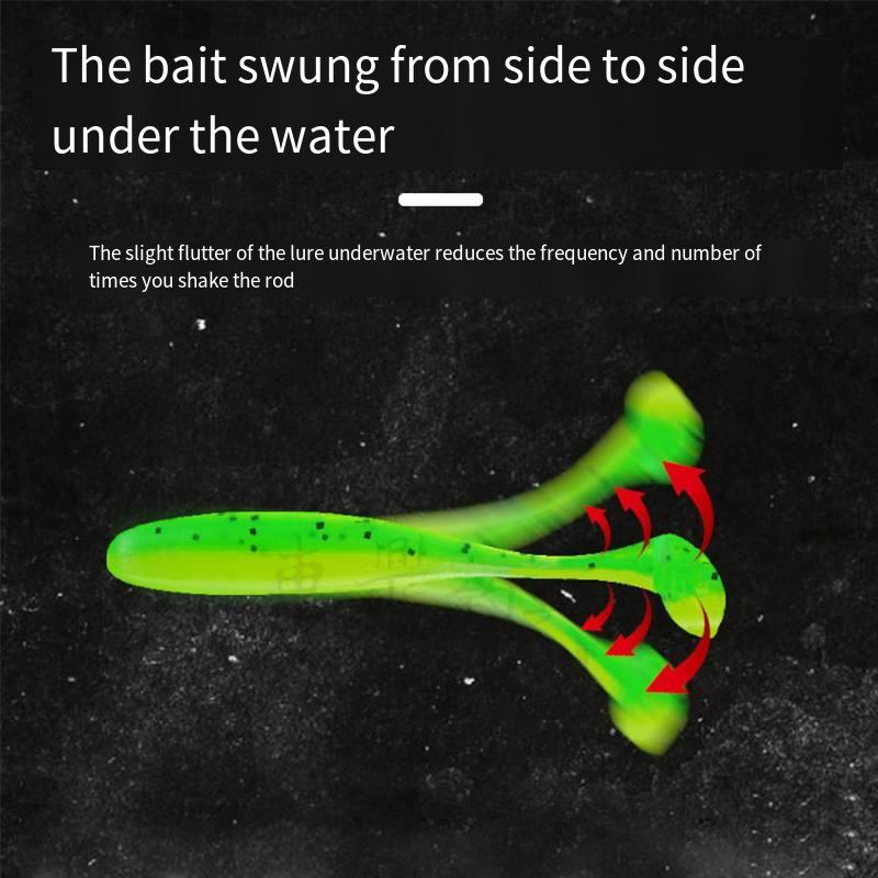 35 шт. Бионическая мягкая приманка с Т-образным хвостом - крэнк, джиг-головка, крючок - для пресноводной и морской рыбалки - силиконовая приманка с блестками