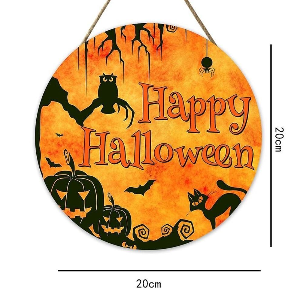 2D Halloween Wooden Sign Spooky Ghost Pumpkin DIY Halloween Wood Ornament with Rope Halloween Welcome Sign Garden Hanging Decor