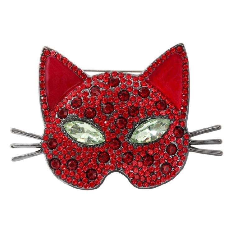 Stylish Cats Head Brooch With Glittering Crystals Versatile Accessory For Formal Attire And Casual Outfits