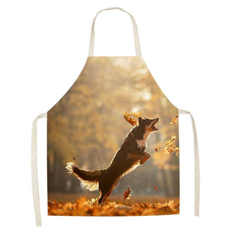 Милый фартук с принтом собаки, кухонный фартук, льняной фартук без рукавов для уборки дома, фартук от пятен, аксессуары для приготовления пищи, выпечки, 47X38 см, 68X55 см