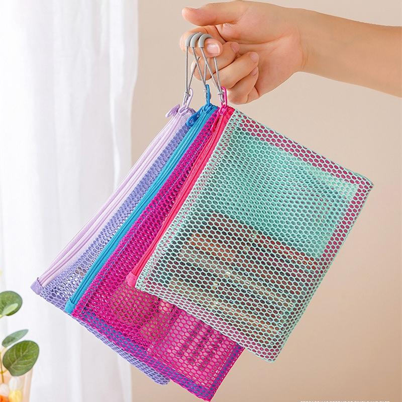 Цветная сетчатая сумка для хранения с двойной молнией, двухслойный портативный кошелек для монет, квадратный сетчатый кошелек для монет, дорожный органайзер, сумка для переноски