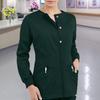 Beauty Salon Top with Large Pockets Three-button Placket Pet Work Top Long Sleeve Round Neck Doctor Nurse Clothes Unisex Workwear for Hospitals Salons