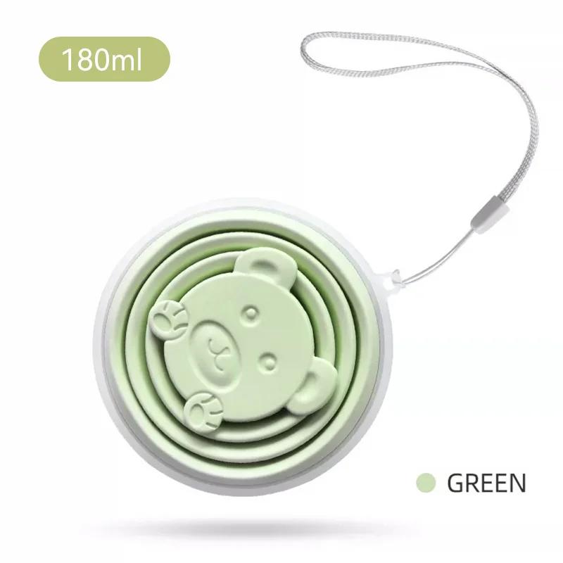 Portable Foldable Silicone Cup for Travel Cute Bear Design Collapsible Water Bottle Mouthwash Cup 180ml