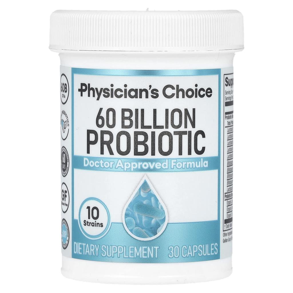 Physician's Choice 60 Billion Probiotics, Delayed Release Veggie Caps, 30