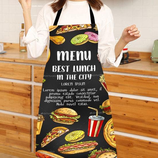 Cooking Apron Sleeveless Comfortable Wearing Clear And Real Image Reusable Anti-stain Waterproof Polyester Pizza Pattern Kitchen Apron Home Supplies