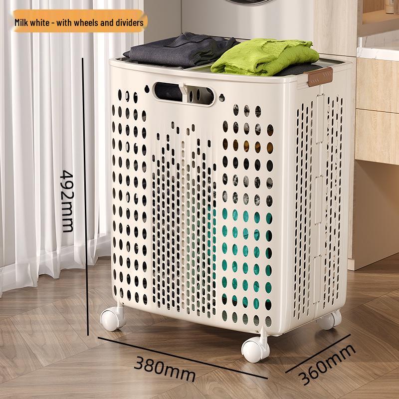 Складная корзина для белья большой вместимости в стиле шкива с перегородкой
